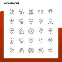 Set of Map Location Line Icon set 25 Icons Vector Minimalism Style Design Black Icons Set Linear pictogram pack
