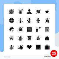 25 User Interface Solid Glyph Pack of modern Signs and Symbols of hollywood universe avatar star human Editable Vector Design Elements