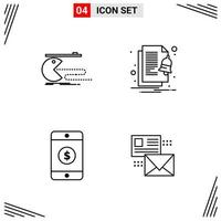 4 iconos estilo de línea cuadrícula basada en símbolos de contorno creativo para el diseño de sitios web signos de icono de línea simple aislados en fondo blanco 4 conjunto de iconos vector