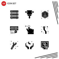 Collection of 9 Vector Icons in solid style Pixle Perfect Glyph Symbols for Web and Mobile Solid Icon Signs on White Background 9 Icons