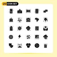 User Interface Pack of 25 Basic Solid Glyphs of message chat picture wall clock clock Editable Vector Design Elements