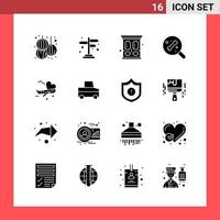 16 Icon Pack Solid Style Glyph Symbols on White Background Simple Signs for general designing vector