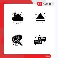 Stock Vector Icon Pack of 4 Line Signs and Symbols for cloud graph magnifying arrow down answer Editable Vector Design Elements