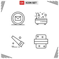 4 iconos estilo de línea cuadrícula basada en símbolos de contorno creativo para el diseño de sitios web signos de icono de línea simple aislados en fondo blanco 4 conjunto de iconos vector