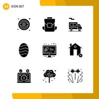 9 conjunto de iconos de estilo sólido paquete de iconos símbolos de glifo aislados en fondo blanco para el diseño de sitios web receptivos vector