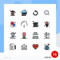 Universal Icon Symbols Group of 16 Modern Flat Color Filled Lines of max magnify cloud search rotate Editable Creative Vector Design Elements