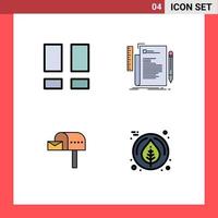 Pictogram Set of 4 Simple Filledline Flat Colors of collage letter box photo file mail box Editable Vector Design Elements