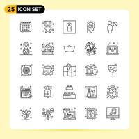 25 Creative Icons for Modern website design and responsive mobile apps 25 Outline Symbols Signs on White Background 25 Icon Pack vector