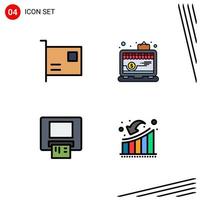 Universal Icon Symbols Group of 4 Modern Filledline Flat Colors of card atm gadget online money Editable Vector Design Elements