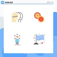 Set of 4 Commercial Flat Icons pack for personality network head chinese self Editable Vector Design Elements