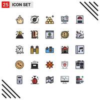 Universal Icon Symbols Group of 25 Modern Filled line Flat Colors of heater education finance online video Editable Vector Design Elements