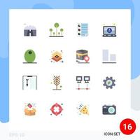 Group of 16 Flat Colors Signs and Symbols for user engineer data employee report Editable Pack of Creative Vector Design Elements