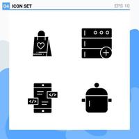 Modern 4 solid style icons Glyph Symbols for general use Creative Solid Icon Sign Isolated on White Background 4 Icons Pack vector