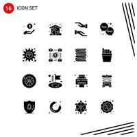 User Interface Pack of 16 Basic Solid Glyphs of options tax care money finance Editable Vector Design Elements