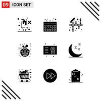 User Interface Pack of 9 Basic Solid Glyphs of degree award hobbies academic degree thankful Editable Vector Design Elements