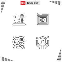 Stock Vector Icon Pack of 4 Line Signs and Symbols for control graph analysis joystick visibility search stats Editable Vector Design Elements