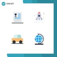 4 Flat Icon concept for Websites Mobile and Apps catalog car food launch vehicles Editable Vector Design Elements