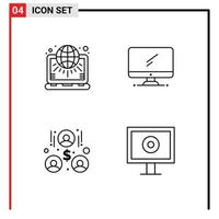 4 Creative Icons Modern Signs and Symbols of globe pc world monitor investors Editable Vector Design Elements