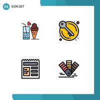 Universal Icon Symbols Group of 4 Modern Filledline Flat Colors of food document ice cream house ui Editable Vector Design Elements