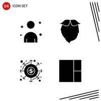 Collection of 4 Vector Icons in solid style Pixle Perfect Glyph Symbols for Web and Mobile Solid Icon Signs on White Background 4 Icons