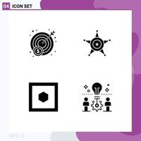 4 Thematic Vector Solid Glyphs and Editable Symbols of money six sides men usa bulb Editable Vector Design Elements