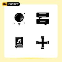 Modern Set of 4 Solid Glyphs Pictograph of activities book game chat music Editable Vector Design Elements