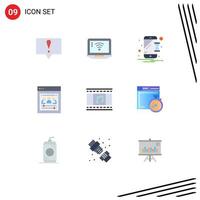 9 Universal Flat Colors Set for Web and Mobile Applications film reel animation hourglass web team remote team Editable Vector Design Elements