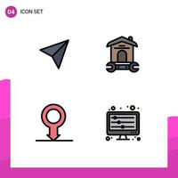 Pack of 4 Modern Filledline Flat Colors Signs and Symbols for Web Print Media such as instagram male house tool equalizer Editable Vector Design Elements