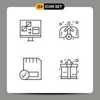 Set of 4 Commercial Filledline Flat Colors pack for app computers develop pollution devices Editable Vector Design Elements