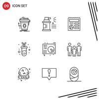 9 Universal Outlines Set for Web and Mobile Applications disc study tools education ui Editable Vector Design Elements