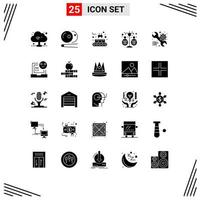 Group of 25 Solid Glyphs Signs and Symbols for setting income conveyor belt funding equity Editable Vector Design Elements