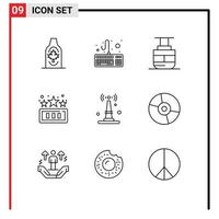 Set of 9 Vector Outlines on Grid for iot play sky lift game high score Editable Vector Design Elements