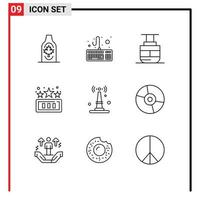 Set of 9 Vector Outlines on Grid for iot play sky lift game high score Editable Vector Design Elements