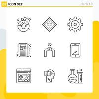 Collection of 9 Universal Line Icons Icon Set for Web and Mobile vector