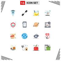 Group of 16 Modern Flat Colors Set for action hot linked cup health Editable Pack of Creative Vector Design Elements