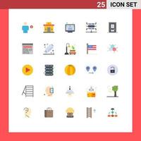 25 Thematic Vector Flat Colors and Editable Symbols of construction building urban server database Editable Vector Design Elements