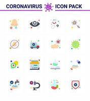 CORONAVIRUS 16 Flat Color Icon set on the theme of Corona epidemic contains icons such as avoid nose healthcare breathe interfac viral coronavirus 2019nov disease Vector Design Elements