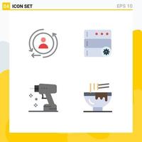 Set of 4 Commercial Flat Icons pack for digital tool control construction drink Editable Vector Design Elements