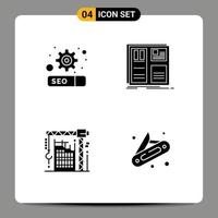 4 Creative Icons Modern Signs and Symbols of gear crane design layout interior Editable Vector Design Elements