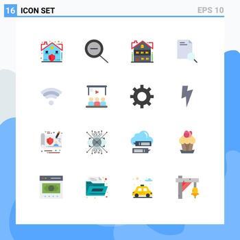 Editable Vector Line Pack of 16 Simple Flat Colors of presentation wifi building technology file Editable Pack of Creative Vector Design Elements