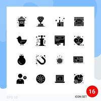 Pictogram Set of 16 Simple Solid Glyphs of swan duck favorites trade show Editable Vector Design Elements