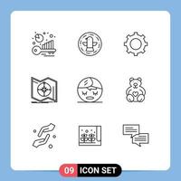 9 Creative Icons Modern Signs and Symbols of face navigation cog navigate explore Editable Vector Design Elements