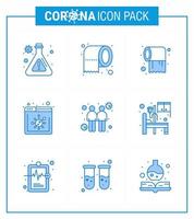 9 paquete de iconos de corona de virus viral azul, como transmisores, rollo de propagación, noticias de coronavirus, coronavirus viral 2019nov, elementos de diseño de vectores de enfermedades