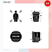 Vector Pack of 4 Icons in Solid Style Creative Glyph Pack isolated on White Background for Web and Mobile