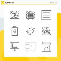 colección de 9 iconos de línea universal conjunto de iconos para web y móvil vector