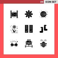 9 Universal Solid Glyph Signs Symbols of school lockers process gym locker plant Editable Vector Design Elements