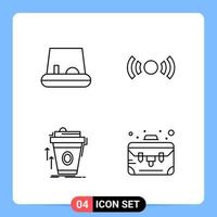 4 Line Black Icon Pack Outline Symbols for Mobile Apps isolated on white background 4 Icons Set vector