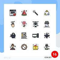Universal Icon Symbols Group of 16 Modern Flat Color Filled Lines of hand cursor realization tool organization flow Editable Creative Vector Design Elements