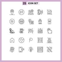 Group of 25 Lines Signs and Symbols for alarm school code camera roll film ancient camera roll Editable Vector Design Elements