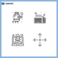 4 Universal Line Signs Symbols of cable speedup computer keyboard arrow Editable Vector Design Elements